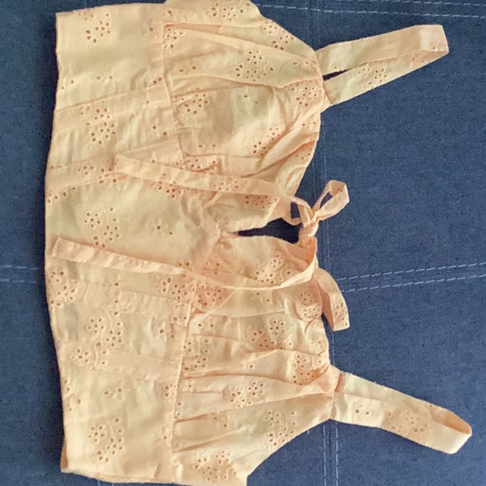 Love Tree Yellow Eyelet Crop Top